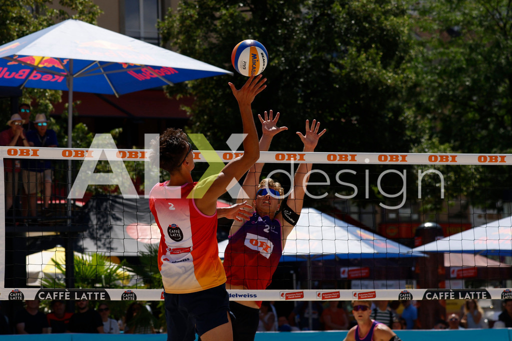 Obi BeachTour 2026 - Basel | BASEL, SWITZERLAND - JULY 18: LUC EMANUEL FLÜCKIGER (SUI) during the Obi BeachTour 2026 match between DILLIER / FLÜCKIGER (SUI) and BREER / KÄLIN (SUI) at Barfüsserplatz on July 18, 2026 in Basel, Switzerland. - Realisiert mit Pictrs.com