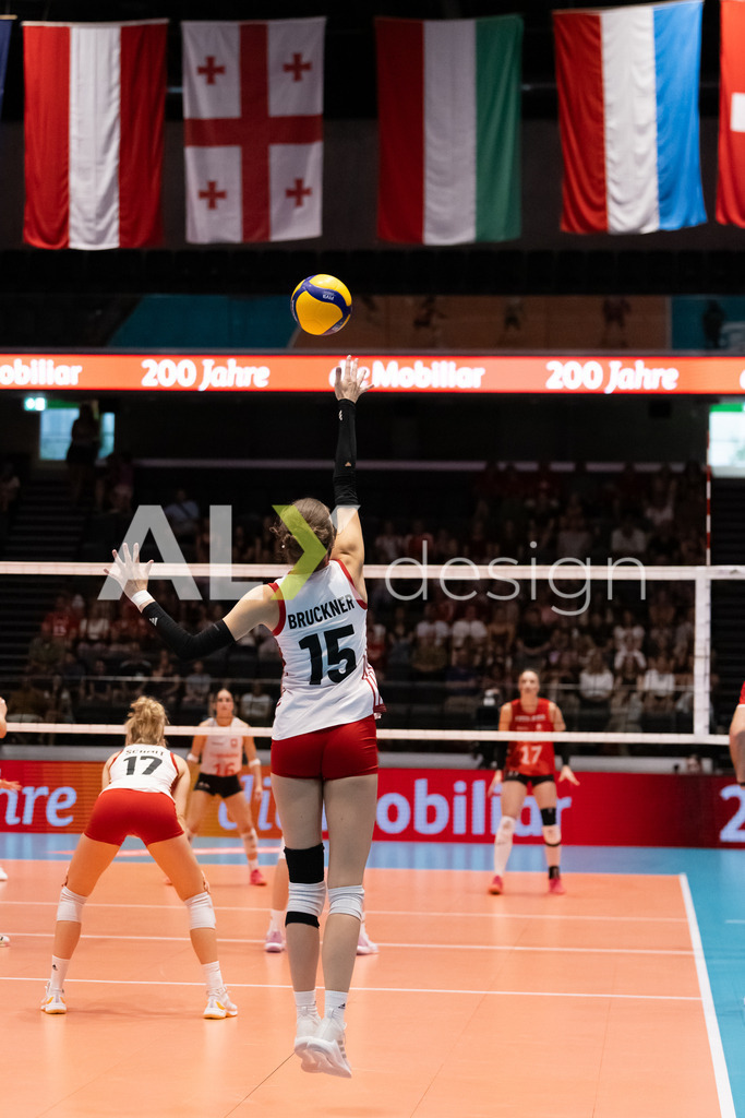 Austria v Switzerland - CEV European League Women | KRIENS, SWITZERLAND - JUNE 14: MARIE KRISTIN BRUCKNER of Austria during the CEV European League match between Austria and Switzerland at Pilatus Arena on June 14, 2026 in Kriens, Switzerland. - Realisiert mit Pictrs.com