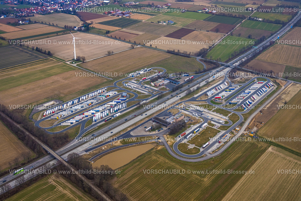 Werl240307893Raststaette | Luftbild, Serways Autobahn-Raststätte Am Haarstrang an der Autobahn A44, Westbüderich, Werl, Nordrhein-Westfalen, Deutschland