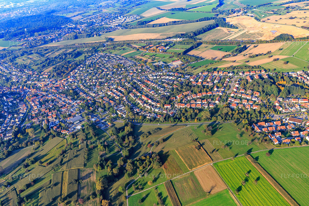 Luftbild: Wiesenstr im Ortsteil Grünwettersbach in Karlsruhe im Bundesland Baden-Württemberg in Deutschland. Foto: IMG_103607.jpg vom 23.09.2017 durch Werner Riehm/FLY-FOTO.de