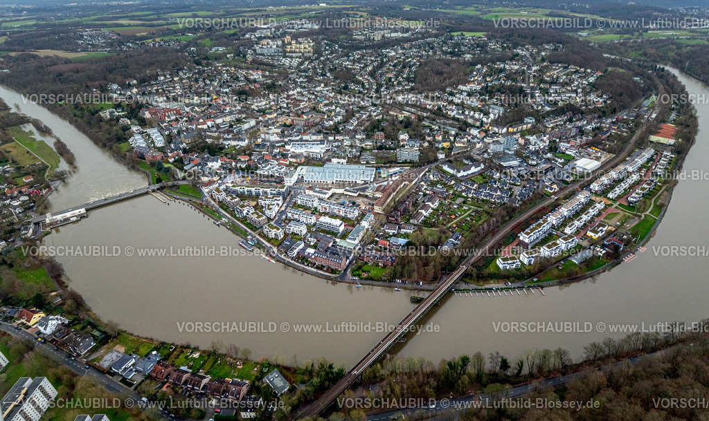 Essen231202874Kettwig | Luftbild, Ruhrhochwasser, Weihnachtshochwasser 2023, starke Regenfälle,  Kettwig, Essen, Ruhrgebiet, Nordrhein-Westfalen, Deutschland