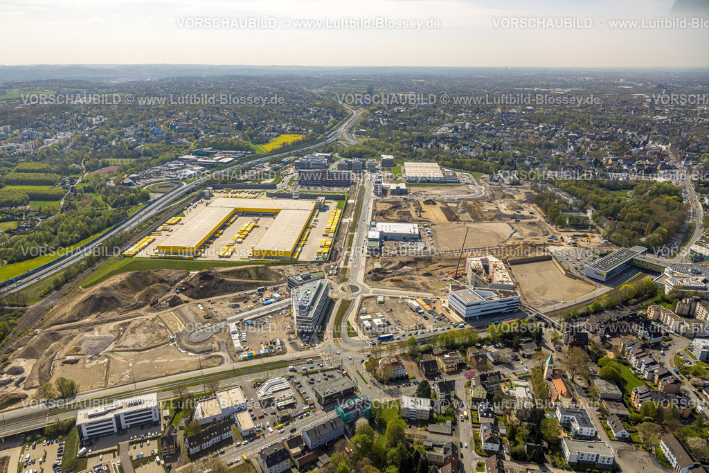Bochum230403900 | Luftbild, Großbaustelle Mark 51/7, Neubau Wissenschafts- und Technologiequartier, Innocampus, DHL Logistik, Forschungszentrum ZESS der Ruhr-Universität Bochum, Laer, Bochum, Ruhrgebiet, Nordrhein-Westfalen, Deutschland