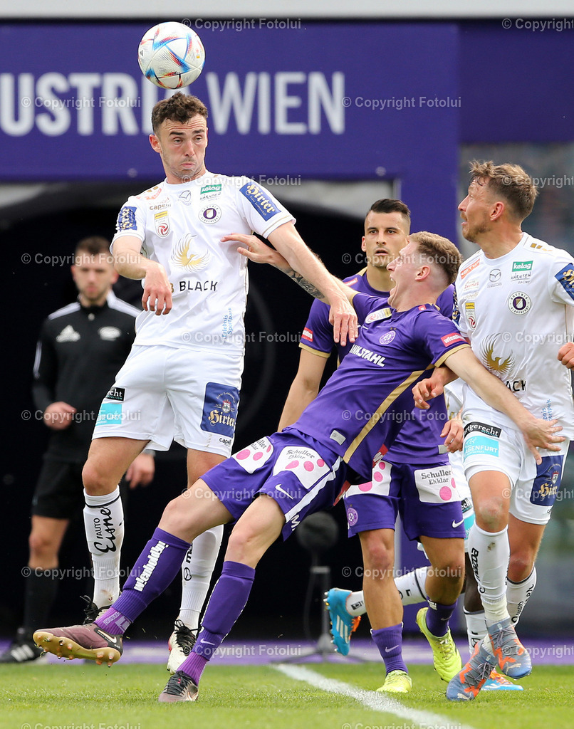 A_LUI_23042023_20 | SPORT,FUSSBALL,ADMIRAL BUNDESLIGA  AUSTRIA KLAGENFURT-AUSTRIA WIEN 23.04.2023 IM BILD:ANDREW IRVING    (KLAGENFURT) UND ALEKSANDAR JUKIC (AUSTRIA  WIEN ) FOTO:FOTOLUI/MW
