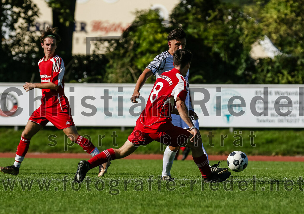 2023-09-09_065_FC_Herzogstadt_II_gegen_SG_Hoerlkofen_Woerth | Erding, Deutschland, 09.09.2023:
Fußball, A-Klassel 2023 / 2024, 6. Spieltag, FC Herzogstadt II gegen SG Hörlkofen/Wörth, Endergebnis: 1:2

Korbinian Nußrainer (SG Hörlkofen/Wörth, #8), Ludwig Scheidl (FC Herzogstadt, #18)

Foto: Christian Riedel / fotografie-riedel.net