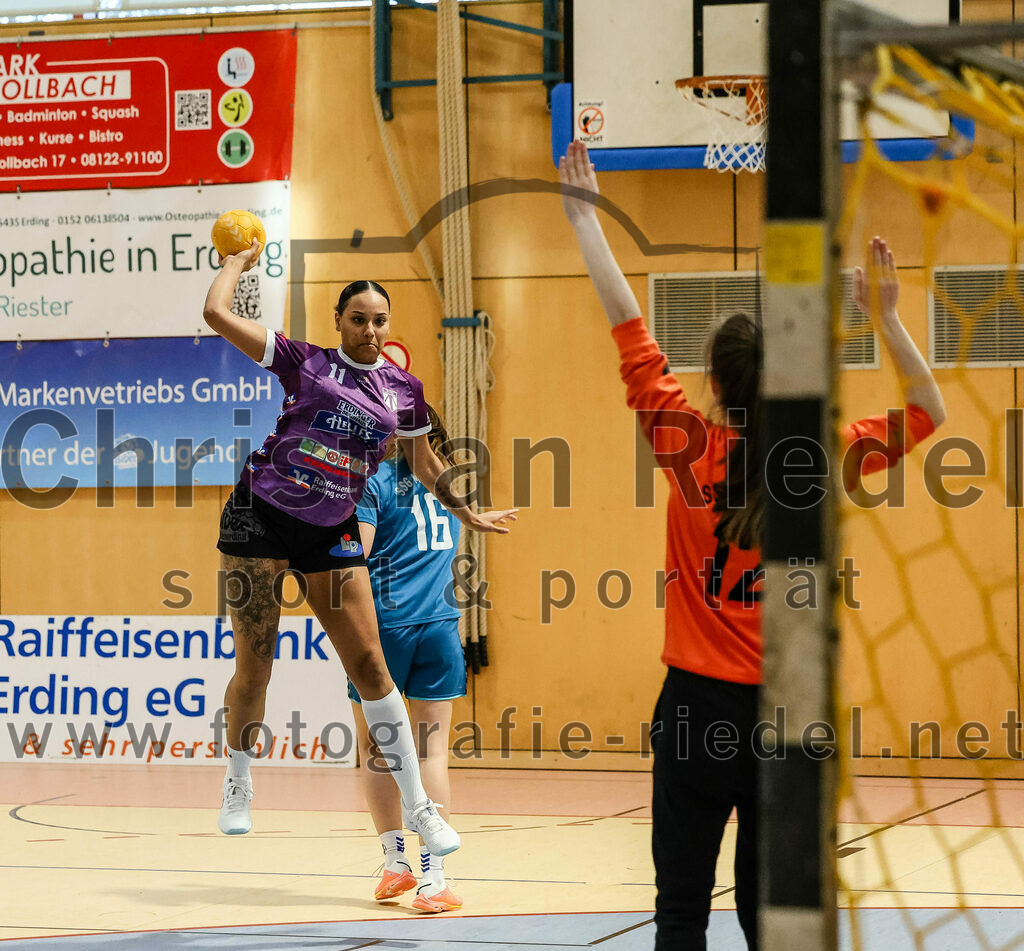 2024-02-24_038_SpVgg_Altenerding_gegen_SSG_Metten_Frauen | Erding, Deutschland, 24.02.2024:
Handball, Bezirksoberliga Frauen Altbayern 2023 / 2024, 15. Spieltag, SpVgg Altenerding gegen SSG Metten, Endergebnis: 32:28

Nikayla Alston (SpVgg Altenerding, #11), Nina Bernhard (SSG Metten, #16), Tanja Kraus (SSG Metten, #12)

Foto: Christian Riedel / fotografie-riedel.net