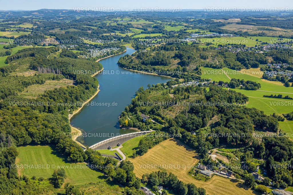 Kierspe250813263 | Luftbild, Lingesetalsperre mit Staumauer, Schmitzwipper, Marienheide, Sauerland, Nordrhein-Westfalen, Deutschland