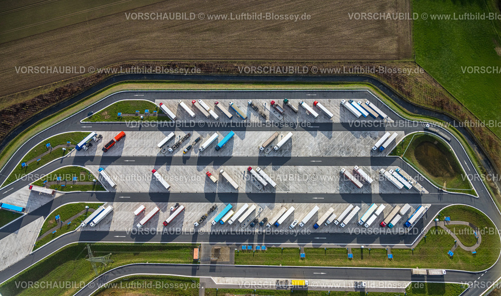 Dortmund251200126RaststaetteLichtendorf | Luftbild, Baustelle mit Ausbau der Serways Raststätte Lichtendorf an der Autobahn A1, Lichtendorf-Nord, Lichtendorf-Süd, Straßenverkehr und LKW Parkplatz, LKW-Ruhezeiten, Pause, Serways Raststätte Lichtendorf Süd, Sölderholz, Dortmund, Ruhrgebiet, Nordrhein-Westfalen, Deutschland