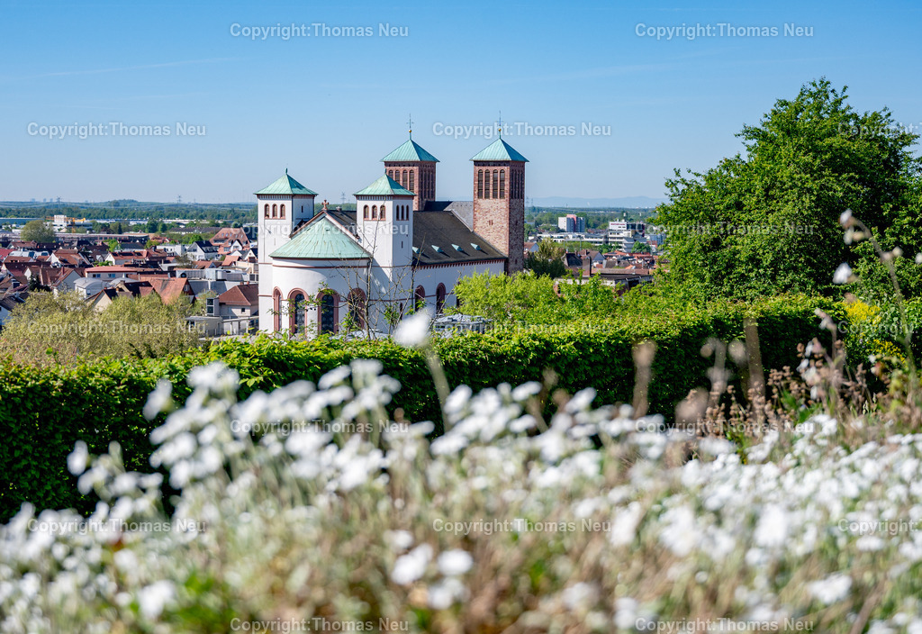 Pfarrkirche-Sankt-Georg-Bensheim-Fotografie-Thomas_Neu_7 | Blick vom Garten des Bensheimer Hospiz auf die Pfarrkirche Sankt Georg in bensheim, ,Bild: THomas Neu