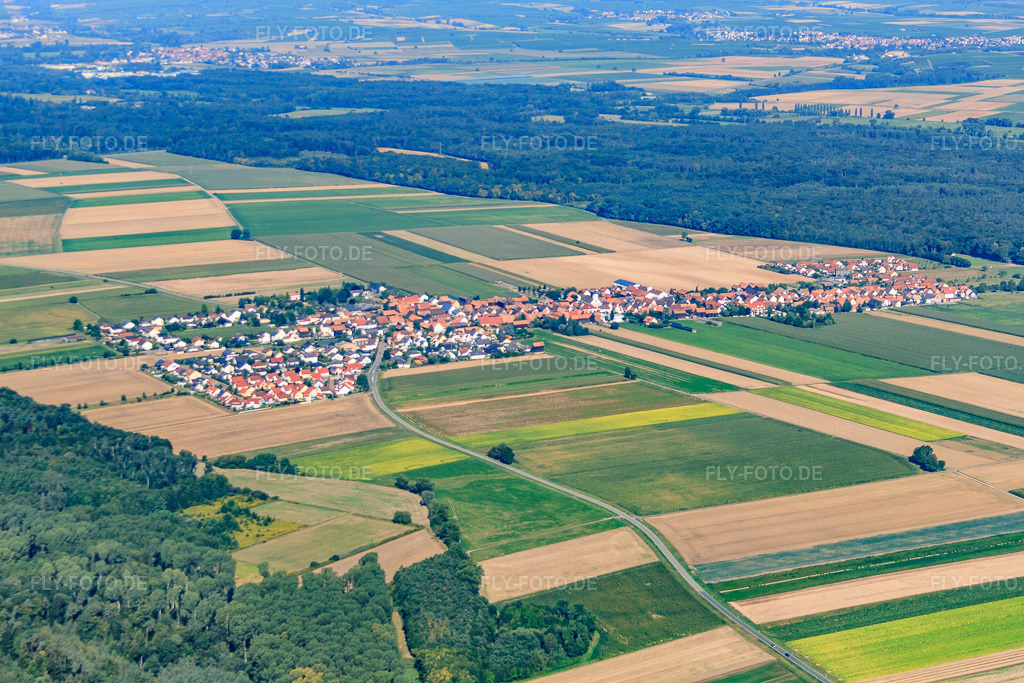 Luftbild: Ortsübersicht aus Südosten im Ortsteil Hayna in Herxheim im Bundesland Rheinland-Pfalz in Deutschland. Foto: IMG_52337.jpg vom 19.08.2012 durch Werner Riehm/FLY-FOTO.de