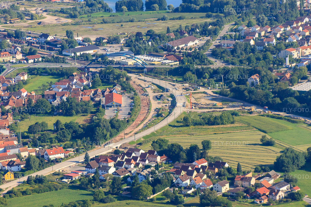 Luftbild: Neubau Bahnunterführung Ottstr in Wörth am Rhein im Bundesland Rheinland-Pfalz in Deutschland. Foto: IMG_32206.jpg vom 21.08.2010 durch Werner Riehm/FLY-FOTO.de