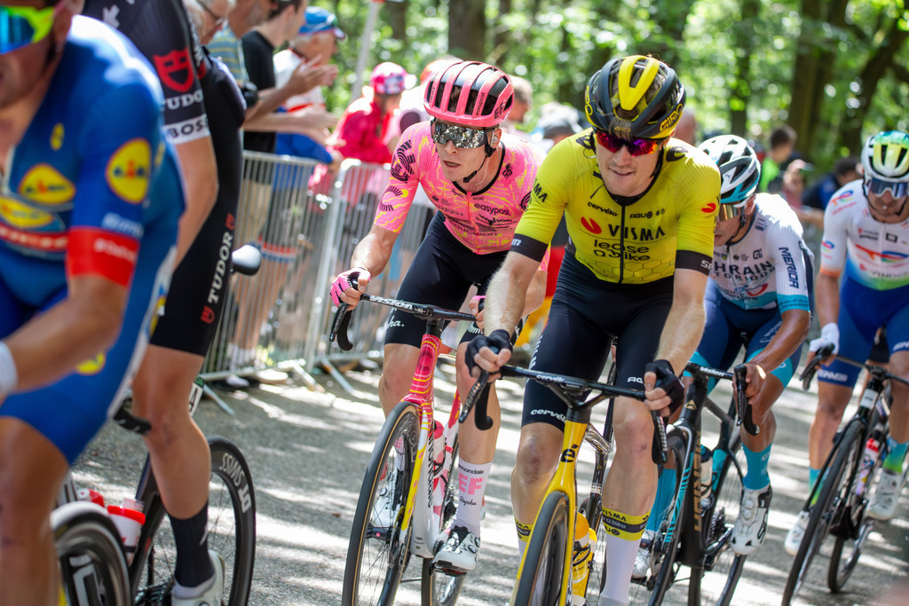 Lidl Deutschland Tour 2024 (Radsport), 4. Etappe und letzte Etappe Von Annweiler am Trifels nach Saarbrücken (182,7 KM). Bild: Ankunft an der Kalmit, dem höchsten Berg im Pfälzerwald | Lidl Deutschland Tour 2024 (Radsport), 4. Etappe und letzte Etappe Von Annweiler am Trifels nach Saarbrücken (182,7 KM). Bild: Ankunft an der Kalmit, dem höchsten Berg im Pfälzerwald - Realisiert mit Pictrs.com
