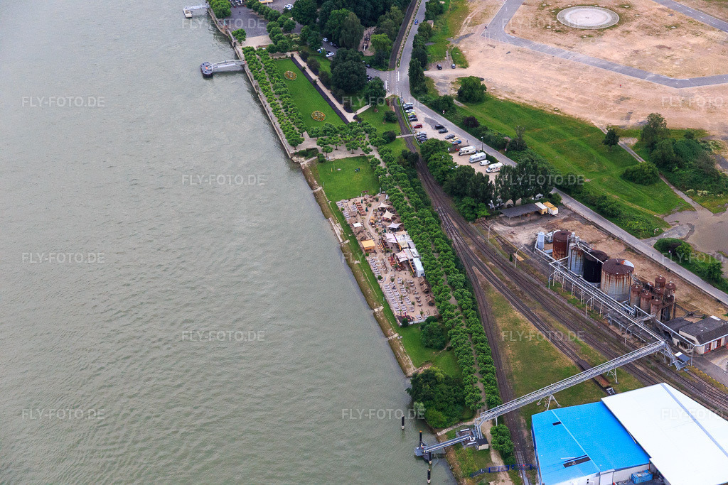 Luftbild: Strandbar 443 am Rheinufer in Worms im Bundesland Rheinland-Pfalz in Deutschland. Foto: IMG_091107.jpg vom 04.07.2016 durch Werner Riehm/FLY-FOTO.deStrandbar443 - die Strandbar in Worms