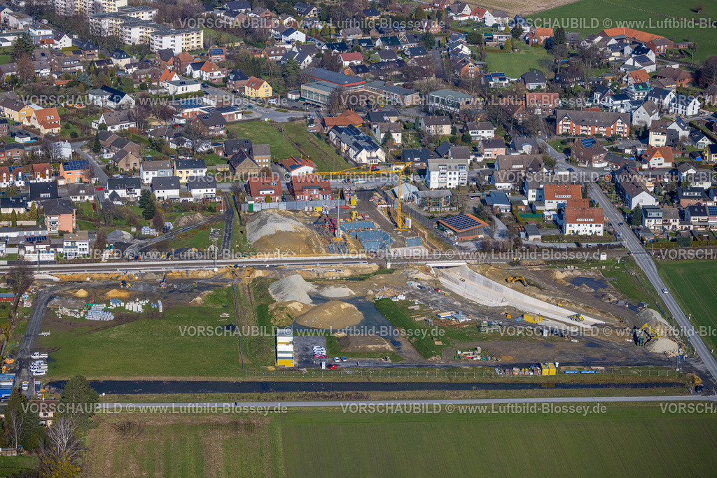 Hamm230216258 | Luftbild, geplanter Haltepunkt in Westtünnen, Baustelle am Südfeldweg und Von-Thünen-Straße für den künftigen Bahnhaltepunkt, Stadtbezirk Rhynern, Hamm, Ruhrgebiet, Nordrhein-Westfalen, Deutschland