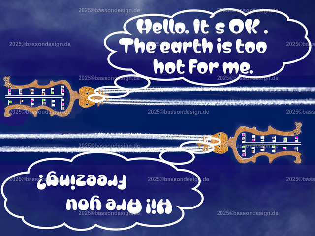 zwei Celli fliegen als Flugzeug ohne Kerosin | zwei celli als flugzeuge fliegen aneinander vorbei - Realisiert mit Pictrs.com