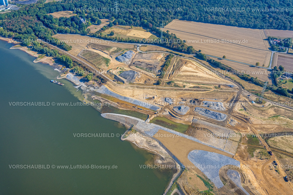 Dinslaken220806376Emschermuendung | Luftbild, Emschermündung Renaturierung, Rheinaue Walsum, Fluss Rhein und Fluss Emscher, Eppinghoven, Dinslaken, Ruhrgebiet, Nordrhein-Westfalen, Deutschland