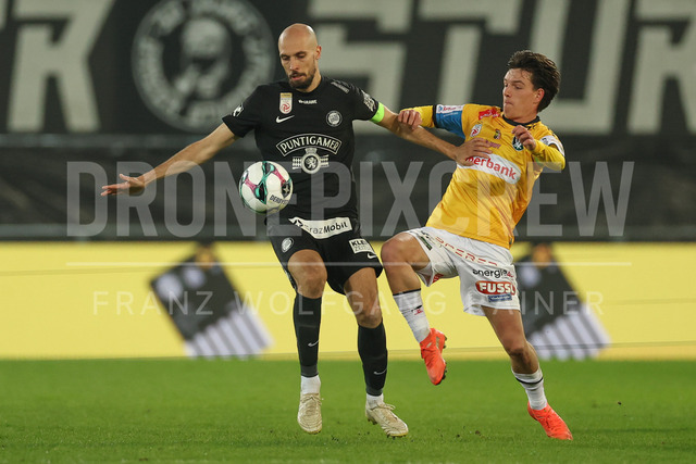 SK Sturm Graz vs SV Ried – Austrian Bundesliga | Graz, Austria, 08.Feb.26 - SOCCER - ADMIRAL Bundesliga, SK Sturm Graz vs SV Ried. Image shows Jon Gorenc Stankovic (STU) and Nicolas Bajlicz (Ried).     