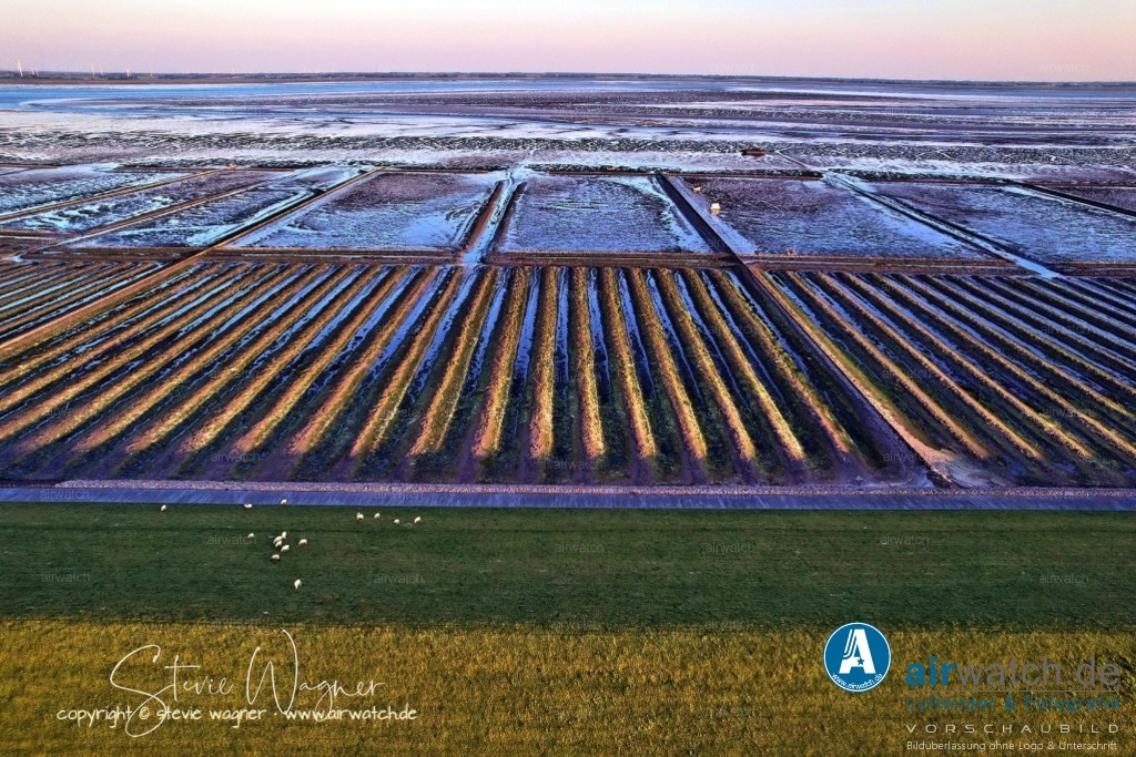 Luftbild Nordstrand, LangerDeich, Dreisprung, Püttenweg, Trendermarsch, Husumer Bucht | Luftbild Nordstrand, LangerDeich, Dreisprung, Püttenweg, Trendermarsch, Husumer Bucht