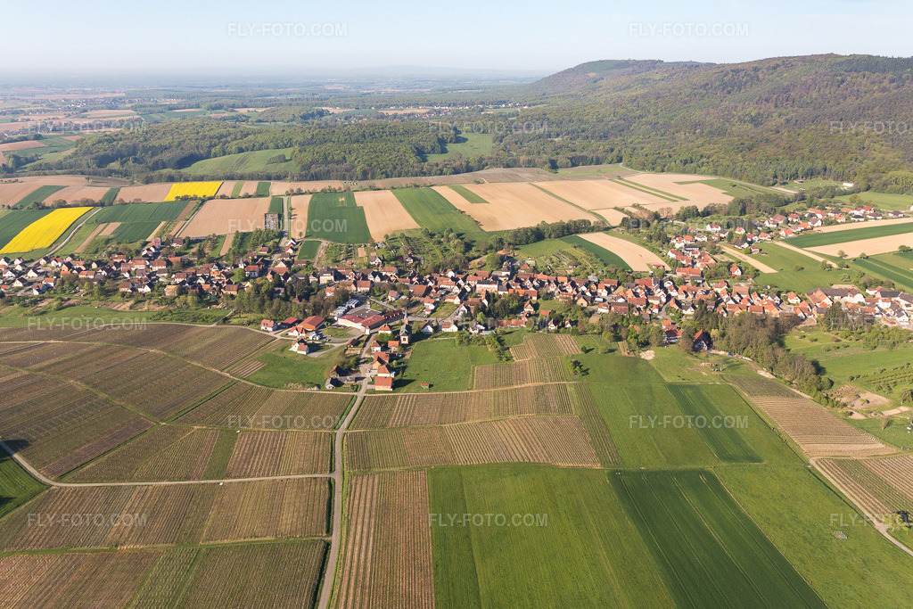 Aerial view: View of the town in Cleebourg in the state Bas-Rhin, France.Photo: IMG_099308.jpg taken on 04/30/2017 by Werner Riehm/FLY-FOTO.comResolution of the original: 4963 x 3308 px