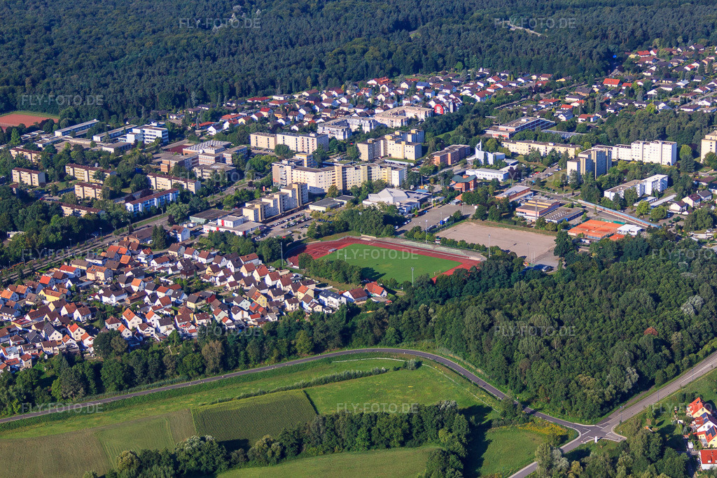 Luftbild: Sportplätze Dorschberg in Wörth am Rhein im Bundesland Rheinland-Pfalz in Deutschland. Foto: IMG_51727.jpg vom 11.08.2012 durch Werner Riehm/FLY-FOTO.de