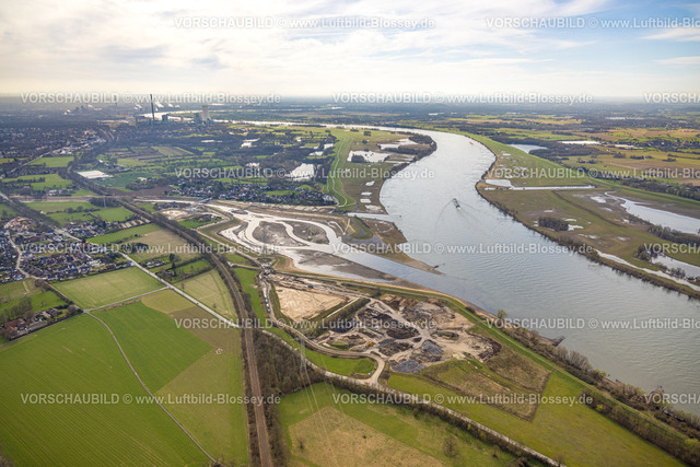 Voerde240309093 | Luftbild, Neue Emschermündung und Fluss Rhein, Sehenswürdigkeit, Möllen, Voerde, Nordrhein-Westfalen, Deutschland
