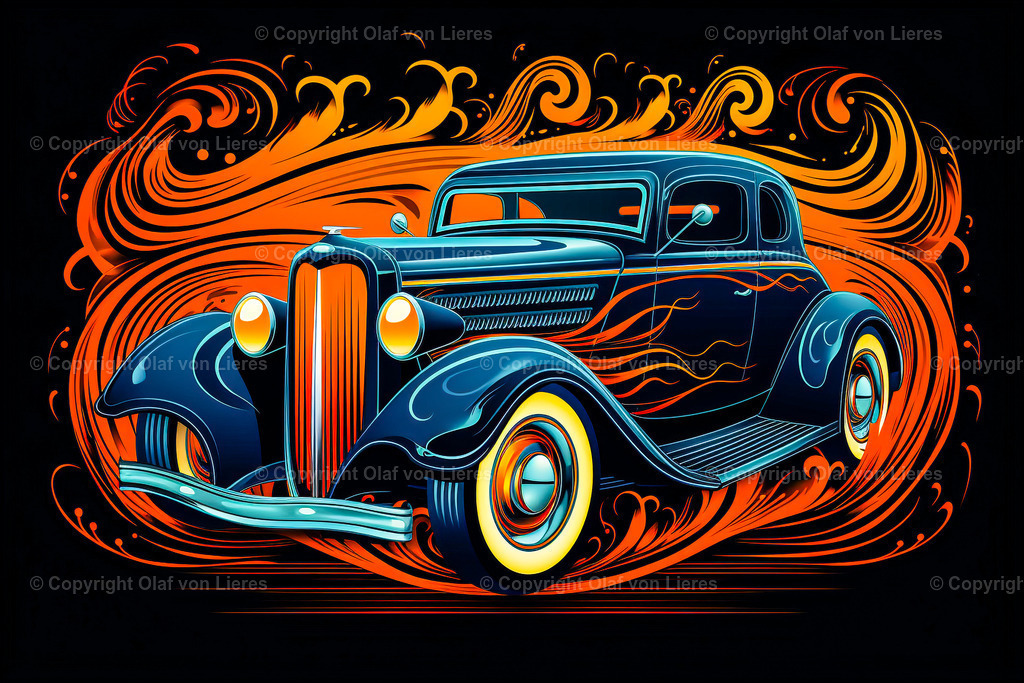 Oldtimer gezeichnet | Oldtimer mit Pinstripes