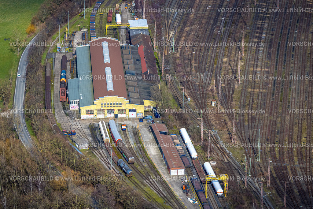 Hamm230215351 | Luftbild, Fahrzeugfabrik Kiffe Söhne, Rathenaustraße am  Rangierbahnhof, Stadtbezirk Pelkum, Hamm, Ruhrgebiet, Nordrhein-Westfalen, Deutschland