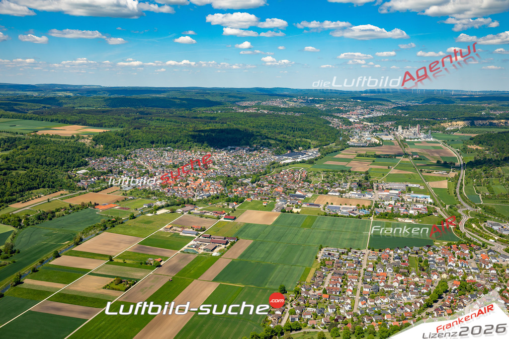 Klassische Luftaufnahme ohne Drohne zeigt:Bolheim bei Herbrechtingen - Die Luftbildaufnahme wurde 2025 vom UL-Flugzeug heraus erstellt ( keine Drohne ) - Hochauflösende Luftaufnahme -Nicht vergleichbar mit Google Maps oder Satelittenbilder- Die Geschenkidee !Mit Lizenz und Bildrechte bestellbar
