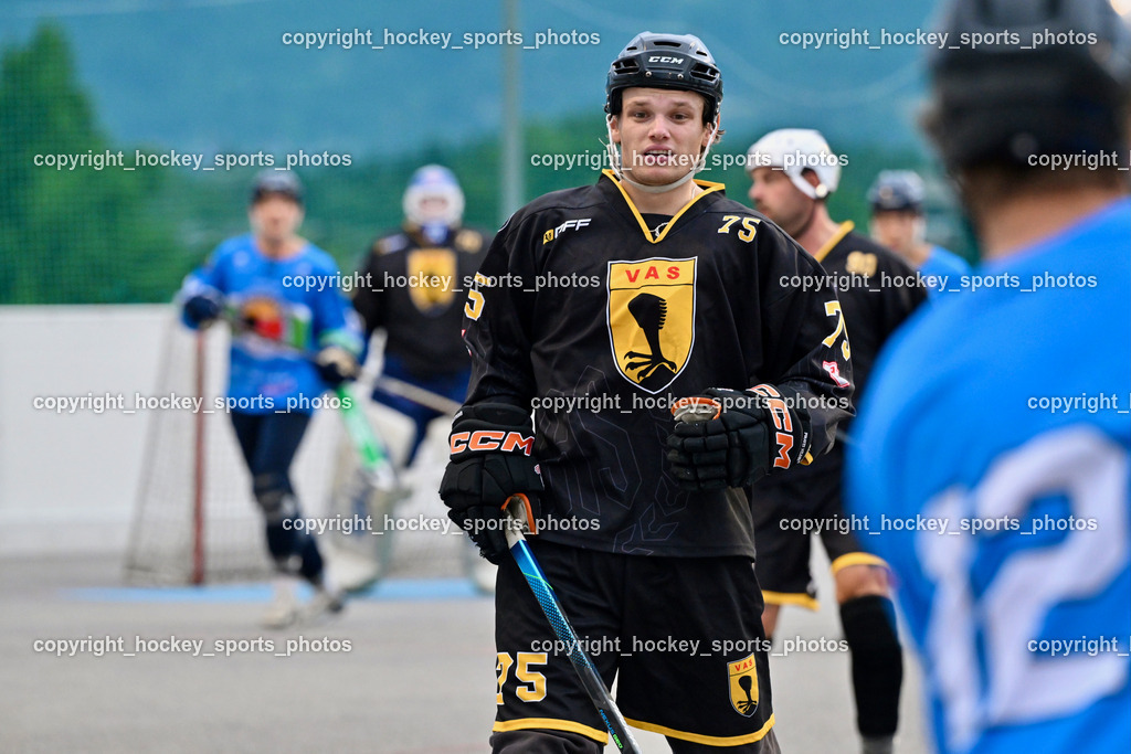 ASKÖ Hockey Villach vs. VAS Ballhockey  | #75 Wohlfahrt Benedikt VAS Villach, ASKÖ Hockey Villach vs. VAS Ballhockey , ASKÖ Hockey Villach vs. VAS Ballhockey  am 06.07.2025 in Villach (Alpen Arena ), Austria, (Photo by Bernd Stefan)