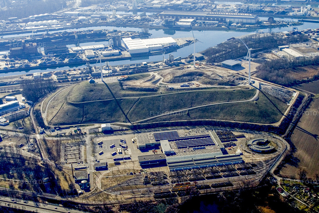Luftbild: Kraftwerksanlagen des Kohlekraftwerkes der EnBW Energie Baden-Württemberg AG, Rheinhafen-Dampfkraftwerk Karlsruhe im Ortsteil Daxlanden in Karlsruhe im Bundesland Baden-Württemberg in Deutschland. Foto: IMG_9407.jpg vom 17.02.2008 durch Werner Riehm/FLY-FOTO.de