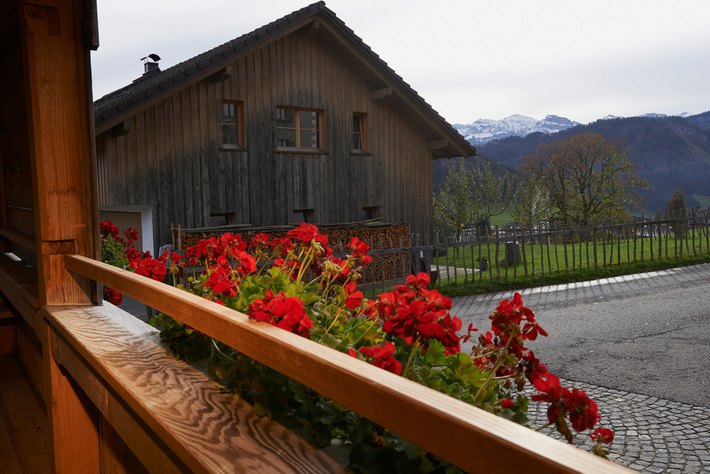 Schopf mit Ausblick | Schwarzenberg, Austria - November 04, 2013: Heimatmuseum Schwarzenberg im Bregenzerwald;  Schopf mit Ausblick. - Realisiert mit Pictrs.com