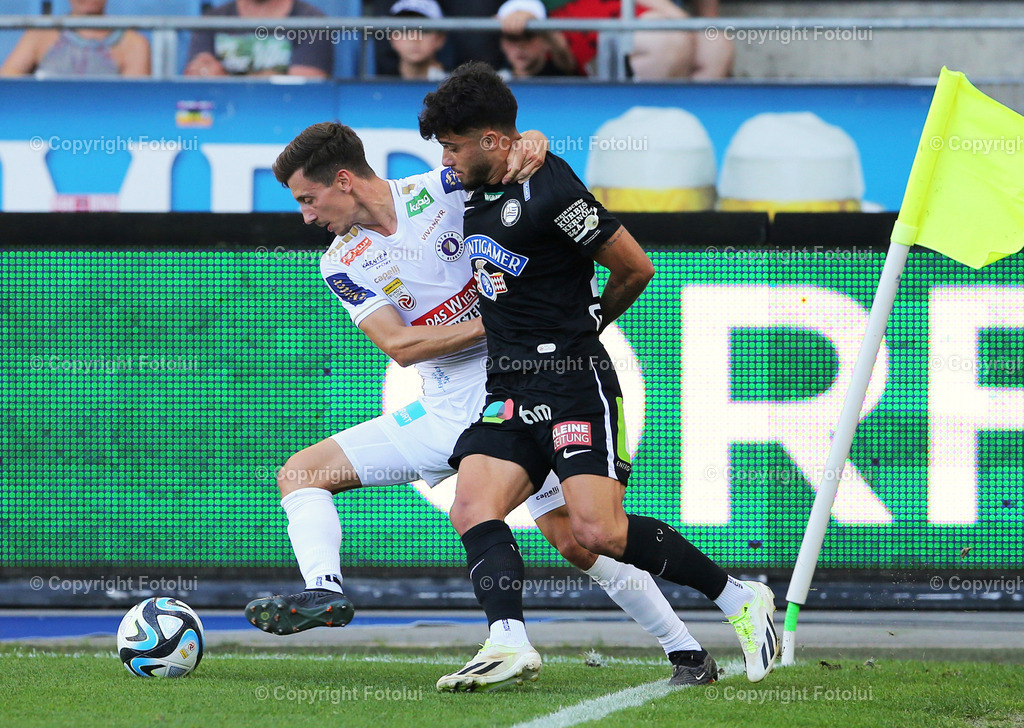 A_LUI_120823_0003 | SPORT,FUSSBALL,ADMIRAL BUNDESLIGA STURM GRAZ-AUSTRIA KLAGENFURT IM BILD:JUSUF GAZIBEGOVIC (STURM GRAZ) UND TILL SCHUMACHER  (KLAGENFURT) FOTOLUI/MW