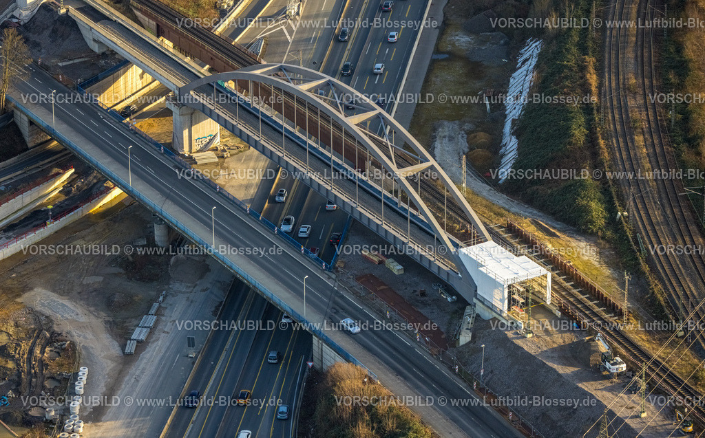 Herne240103988 | Luftbild, Autobahnkreuz Herne Großbaustelle, Autobahn A43 und Autobahn A42, Baukau-West, Herne, Ruhrgebiet, Nordrhein-Westfalen, Deutschland
