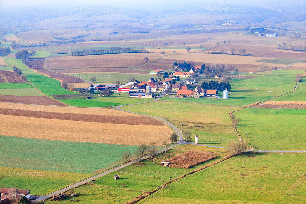 Luftbild: Ortsansicht von Osten im Ortsteil Deutschhof in Kapellen-Drusweiler im Bundesland Rheinland-Pfalz in Deutschland.Foto: IMG_35563.jpg vom 20.11.2010 durch Werner Riehm/FLY-FOTO.deAuflösung des Originals: 4752 x 3168 px