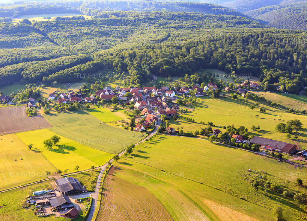Aerial view: View of the town from the south in Lembach in the state Bas-Rhin, France. – Photo: IMG_080242.jpg taken on 06/05/2015 by Werner Riehm/FLY-FOTO.com – Resolution of the original: 5057 x 3648 px