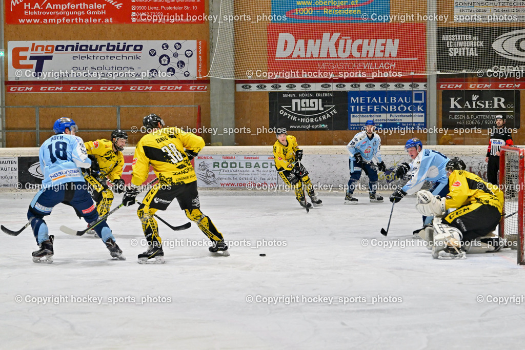 EC Spittal Hornets vs. ESC Steindorf 7.12.2022 | #1 Zauchner Rene, #6 Ropatsch Patrick, #19 Friedrich Lukas, #81 Sivec Peter Paul, #38 Zorec Marco, #9 Essmann Kevin, #18 Pöck Markus
