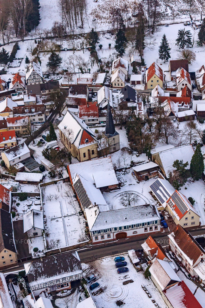 Luftbild: Kirche bei Schnee in Barbelroth im Bundesland Rheinland-Pfalz in Deutschland. Foto: IMG_23698.jpg vom 16.01.2010 durch Werner Riehm/FLY-FOTO.de