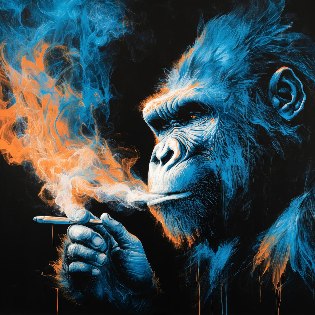 2602037 - Rauchender Gorilla | Ein Zigarette rauchender Gorilla im Retro Pop Art Stil.