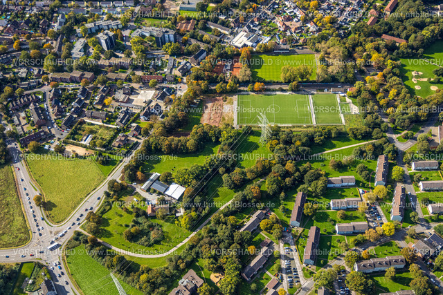 Dinslaken241009161 | Luftbild, Dorotheen Kampfbahn Fußballstadion RWS Lohberg Fußballverein, Zum Fischerbusch, Wohngebiet Vogelnamensiedlung zwischen Marienstraße und Industriestraße, Blumenviertel, Dinslaken, Ruhrgebiet, Nordrhein-Westfalen, Deutschland