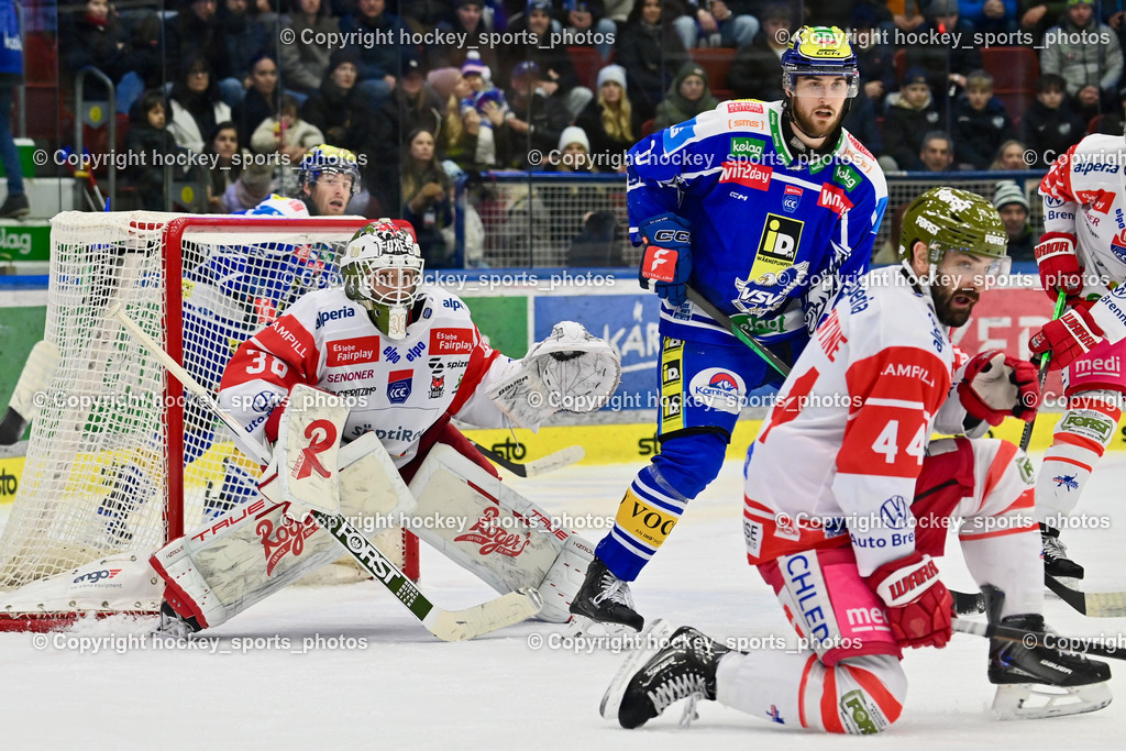 EC IDM Wärmepumpen VSV vs. HCB Südtirol Alperia | #8 Maximilian Rebernig EC VSV, #38 Samuel Harvey HCB Südtirol Alperia, #44 Scott Valentine HCB Südtirol Alperia, EC IDM Wärmepumpen VSV vs. HCB Südtirol Alperia, EC IDM Wärmepumpen VSV vs. HCB Südtirol Alperia am 28.12.2025 in Villach (Stadthalle Villach), Austria, (Photo by Bernd Stefan)