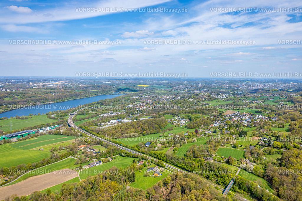 Witten260401661 | Luftbild, Ortsansicht Stadteil Herbede mit Autobahn A43 am Kemnader See, Fernsicht, Westherbede, Witten, Ruhrgebiet, Nordrhein-Westfalen, Deutschland