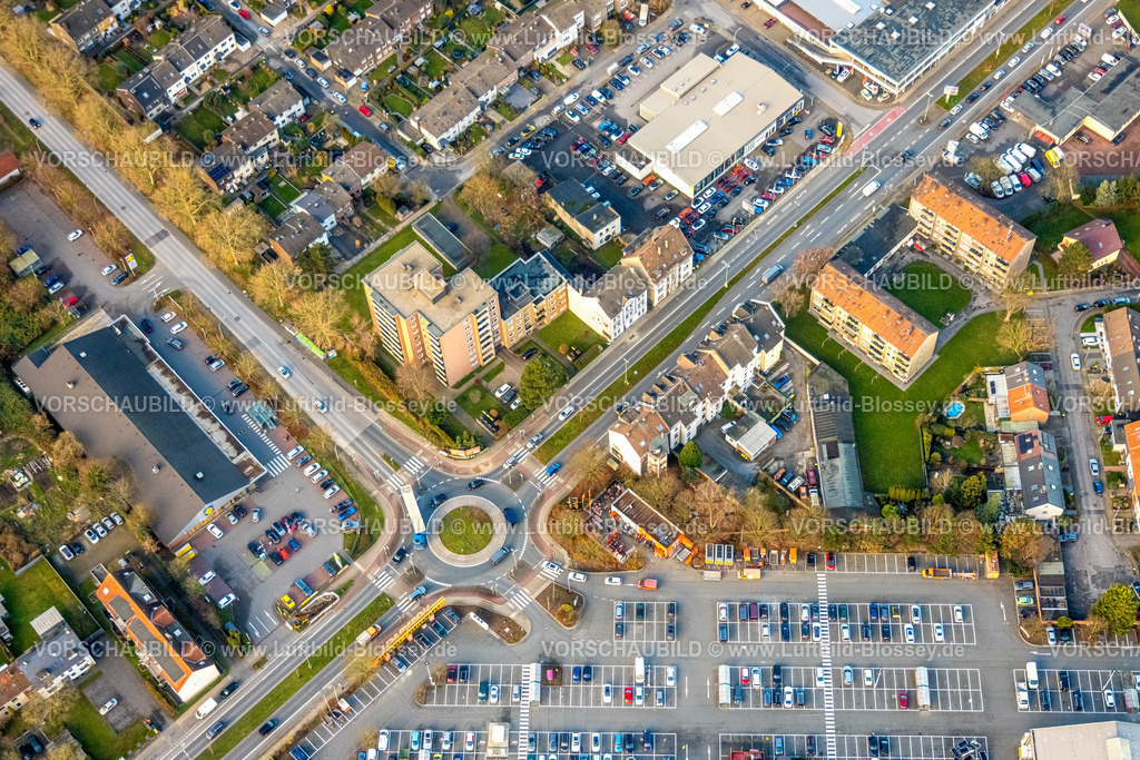Herne251203570 | Luftbild, Hochhaus und Hornbach Herne Baumarkt am Kreisverkehr Bochumer Straße und Südstraße, Parkplatz, Riemke, Bochum, Ruhrgebiet, Nordrhein-Westfalen, Deutschland