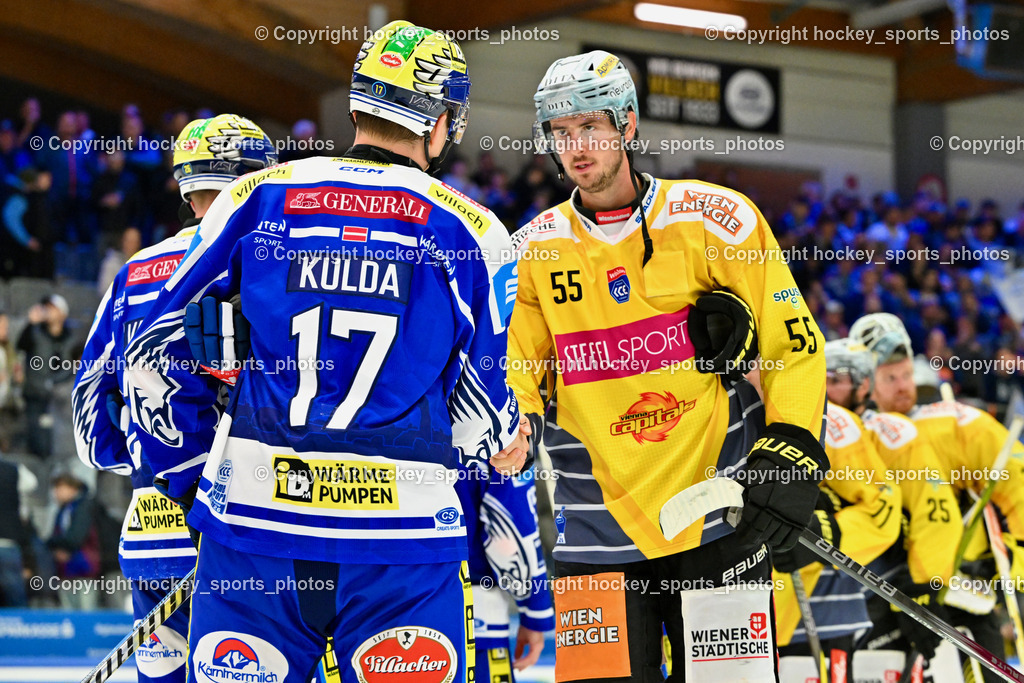 EC IDM WÄRMEPUMPEN VSV vs. Vienna Capitals | #17 Arturs Kulda EC VSV, #55 Raphael Wolf Vienna Capitals, EC IDM WÄRMEPUMPEN VSV vs. Vienna Capitals, EC IDM WÄRMEPUMPEN VSV vs. Vienna Capitals am 16.11.2025 in Villach (Stadthalle Villach), Austria, (Photo by Bernd Stefan)