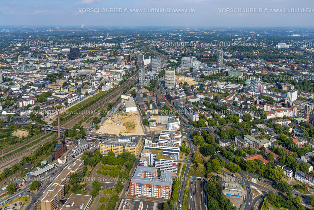 Essen220804244 | Luftbild, ehemaliger Standort der Verlagsgruppe WAZ, Westdeutsche Allgemeine Zeitung Essen, Funkemedien, Friedrichstraße, Sachsenstraße, geplantes Projekt Literatur Quartier Essen,   Südviertel, Essen, Ruhrgebiet, Nordrhein-Westfalen, Deutschland