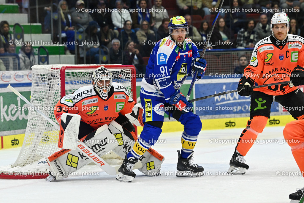 EC IDM WÄRMEPUMPEN VSV vs. MOSER MEDICAL GRAZ99ERS | #33 Maxime Lagacé Graz 99ers, #91 Nick Hutchison EC VSV, #4 Korbinian Holzer Graz 99ers, EC IDM WÄRMEPUMPEN VSV vs. MOSER MEDICAL GRAZ99ERS, EC IDM WÄRMEPUMPEN VSV vs. MOSER MEDICAL GRAZ99ERS am 12.03.2026 in Villach (Stadthalle Villach), Austria, (Photo by Bernd Stefan)