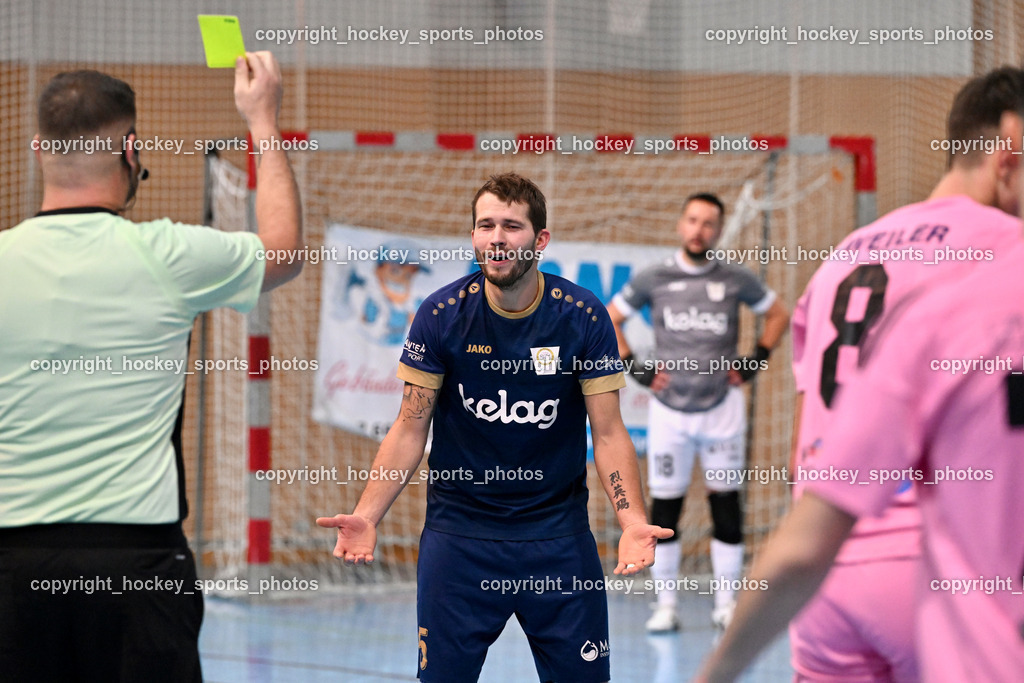 Carinthia Flamengo Futsal Club vs. Futsal Klagenfurt | Gelbe Karte, #5 Rok Rednak Futsal Klagenfurt, Carinthia Flamengo Futsal Club vs. Futsal Klagenfurt, Carinthia Flamengo Futsal Club vs. Futsal Klagenfurt am 01.12.2024 in Klagenfurt (Ballspielhalle Viktring), Austria, (Photo by Bernd Stefan)