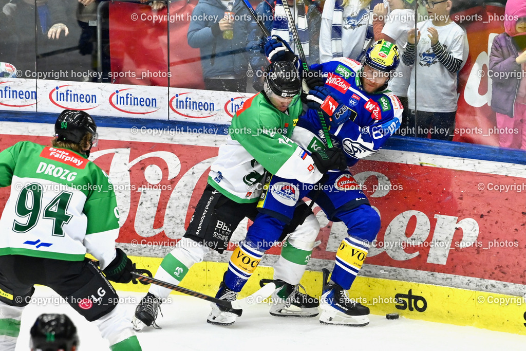C IDM Wärmepumpen VSV vs. Olimpija Ljubljana | #26 Guus van Nes EC VSV, #14 Jan Cosic Olimpija Ljubljana, #94 Jan Drozg Olimpija Ljubljana, C IDM Wärmepumpen VSV vs. Olimpija Ljubljana, EC IDM Wärmepumpen VSV vs. Olimpija Ljubljana am 01.02.2026 in Villach (Stadthalle Villach), Austria, (Photo by Bernd Stefan)