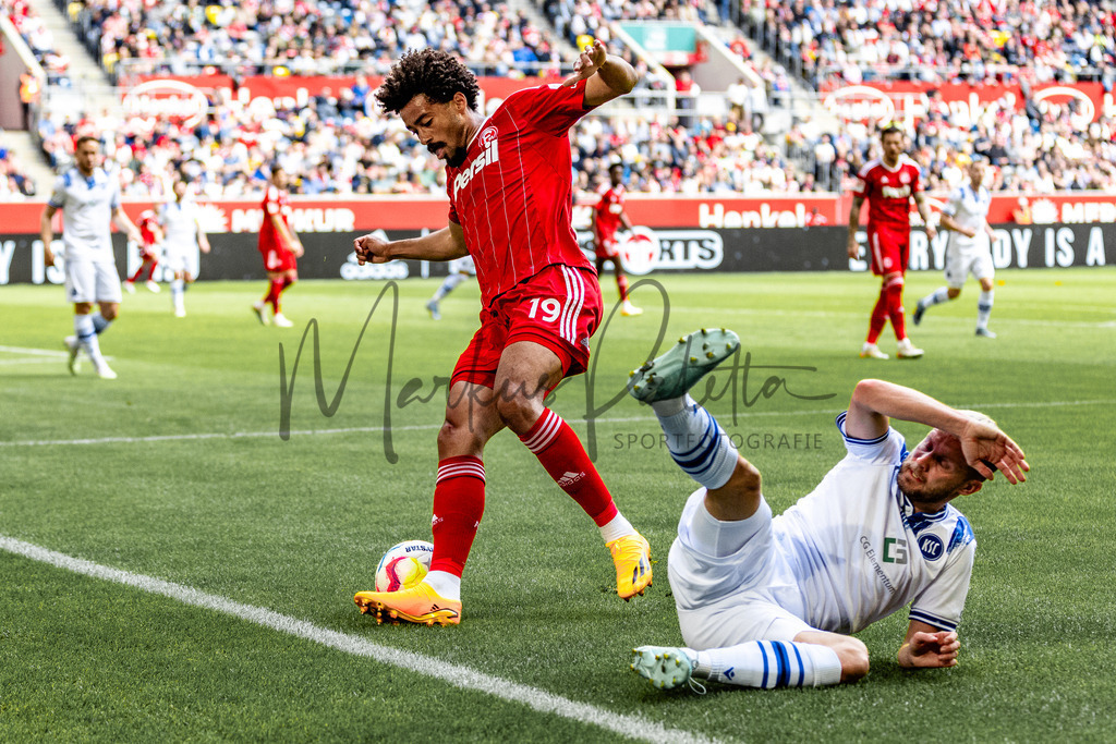 Fortuna Düsseldorf vs. Karlsruher SC | Düsseldorf, 30.04.2023: 2. Bundesliga, 30. Spieltag, Fortuna Düsseldorf gegen Karlsruher SC in der Merkur Arena in Düsseldorf. Foto: sportfotografie.ms | Markus Paletta - Realisiert mit Pictrs.com