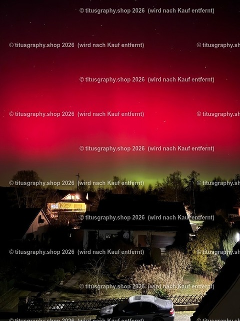 Polarlicht (Aurora borealis, Nordlicht ) Hessisch Lichtenau FÖHREN, Foto 07a | Die titusgraphy.shop-Aufnahme vom 19.01.2026 um 22 Uhr, Hessisch Lichtenau, Ortsteil Föhren, zeigt ein sehr seltenes Polarlicht. - Realisiert mit Pictrs.com