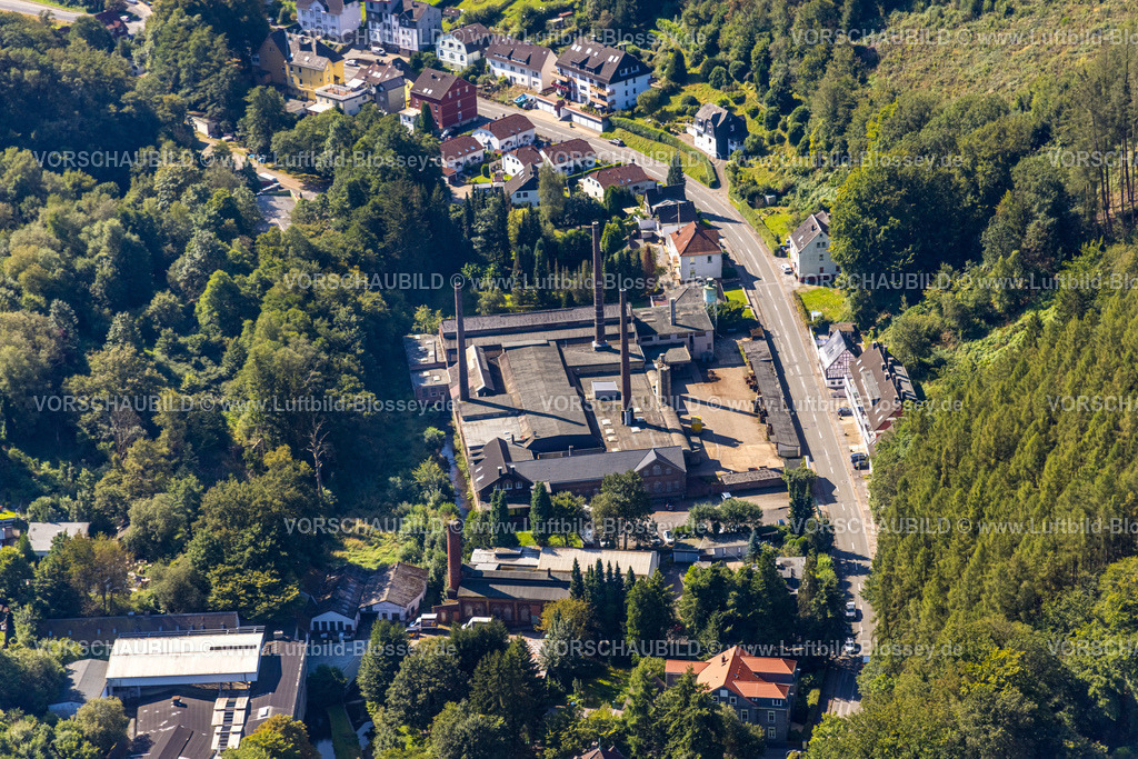Ennepetal240814108 | Luftbild, J.D. Brackelsberg Gießere mit Schornsteinen, Heilenbecker Straße, Milspe in Ennepetal, Ruhrgebiet, Nordrhein-Westfalen, Deutschland