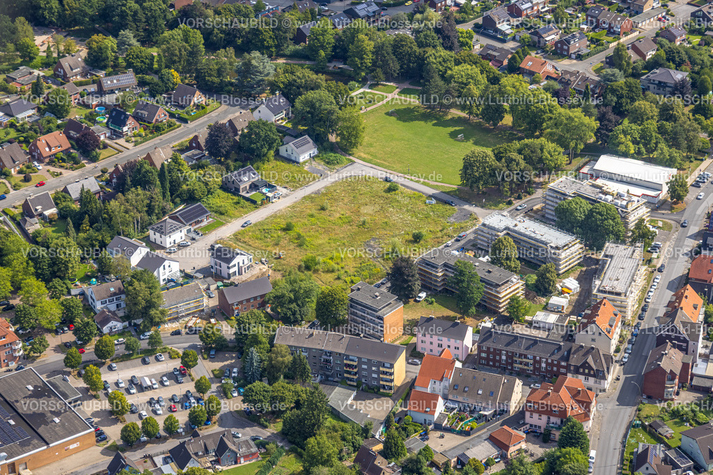 Hamm250700239Bockum-Hoevel | Luftbild, Wohnhäuser Baugebiet Hallohpark und Wohngebiet Oswaldstraße mit Wiesenfläche, Bockum-Hövel, Hamm, Ruhrgebiet, Nordrhein-Westfalen, Deutschland